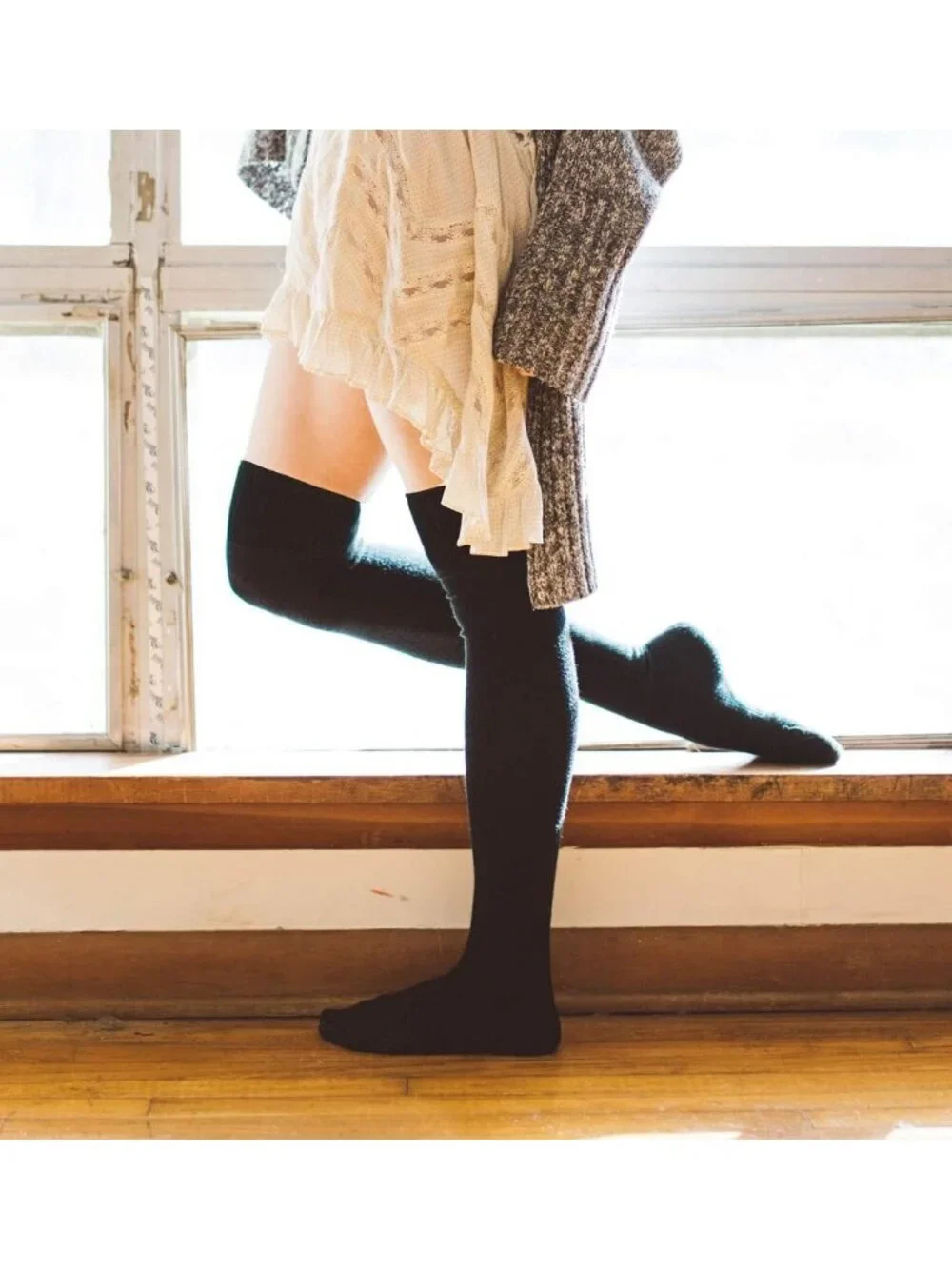 Extra Long Thigh High Socks | Warm Thick Cotton Knit Over the Knee Stockings